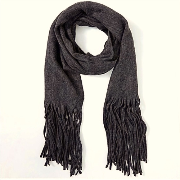 Lucky Brand Grey Solid Brushed Scarf with Fringe Traim - Picture 1 of 4